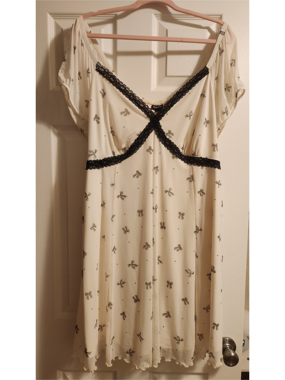 Torrid Bow Dress with Black Lace Trim